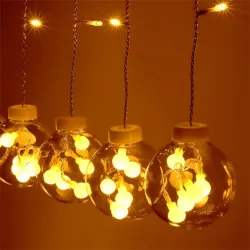 IRIS Gömb alakú 8 programos/2,5m/távirányítós/meleg fehér/12db LED-es USB-s fénydekoráció  (312-03)