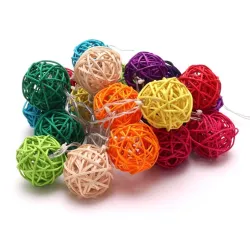 IRIS Gömb alakú fonott/rattan/4m/több színű/20db LED-es/3xAA elemes fénydekoráció  (101-02)