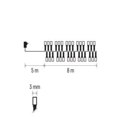EMOS LED karácsonyi fényfüzér süni forma 8m IP44 időzítős hidegfehér (D4BC02)
