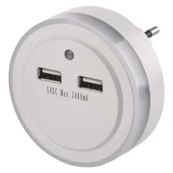 EMOS LED éjjeli fény + 2xUSB fehér (P3313)