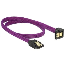 DELOCK SATA cable 6 Gb/s 50 cm down / straight metal purple Premium (83696)
