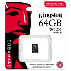 Kingston 64GB Industrial UHS-1 Class10 U3 V30 A1 vízálló microSDHC memóriakártya Single Pack