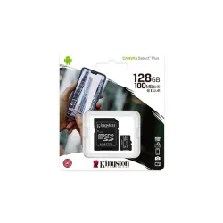 KINGSTON Memóriakártya MicroSDXC 128GB Canvas Select Plus 100R A1 C10 + Adapter