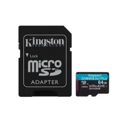 FL Kingston 64GB SD micro Canvas Go! Plus (SDXC Class 10  UHS-I U3) (SDCG3/64GB) memória kártya adapterrel