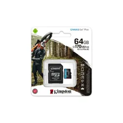 FL Kingston 64GB SD micro Canvas Go! Plus (SDXC Class 10  UHS-I U3) (SDCG3/64GB) memória kártya adapterrel