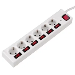 Hama Hálózati Elosztó Kapcsolóval 6DIN 1,4m White
