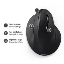 Hama i VERTICAL ERGONOMIC EMC-500i fekete USB egér