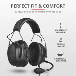 Trust GXT 444 Wayman Pro gamer headset fekete (23248)