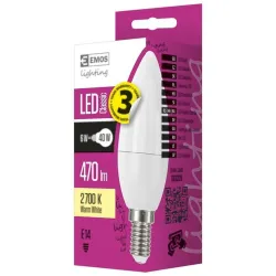 Emos LED izzó gyertya E14 6W 470lm meleg fehér (ZQ3220)