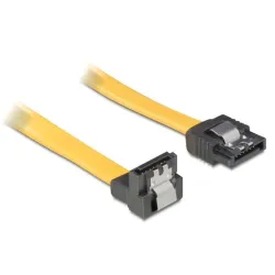 Delock DL82474 SATA sárga lefele / egyenes csatl. (fémlappal) 30 cm-es összekötő kábel