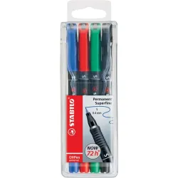 STABILO "OHPen S" alkoholos marker készlet 0,4 mm 4 különböző szín  (841/4)