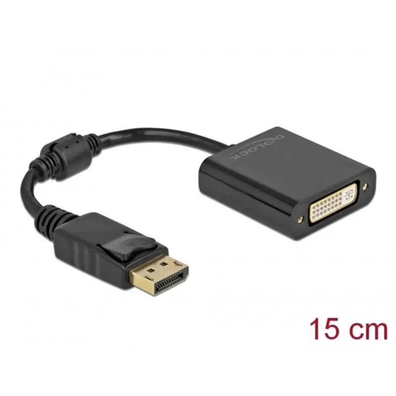 DeLock DisplayPort 1.1 male to DVI-I (Dual Link) (24+5) female Passive Adapter 0,15m Black DeLock DisplayPort 1.1 male to DVI-I (Dual Link) (24+5) female Passive Adapter 0,15m Black