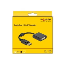 DeLock DisplayPort 1.1 male to DVI-I (Dual Link) (24+5) female Passive Adapter 0,15m Black
