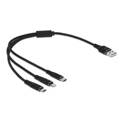 DeLock USB Charging Cable 3in1 Type-A to Lightning/Micro USB/USB Type-C 0,3m Black