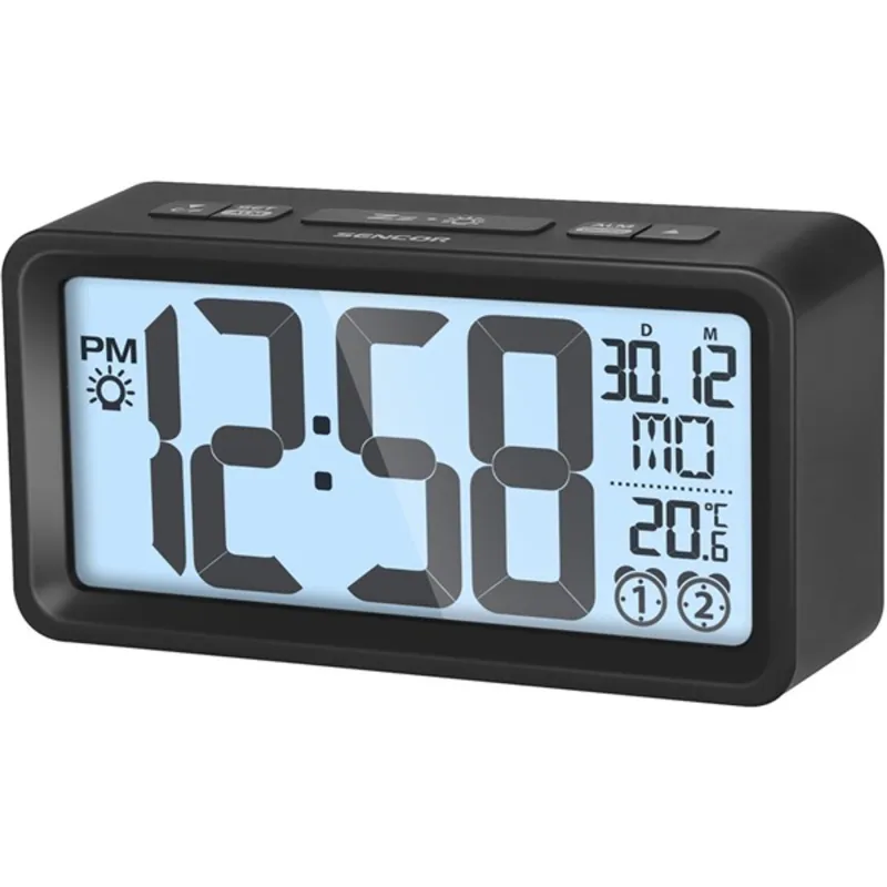 Sencor SDC 2800 B fekete digitális ébresztőóra hőmérővel Sencor SDC 2800 B fekete digitális ébresztőóra hőmérővel