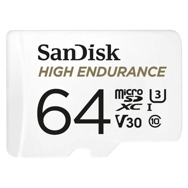 SanDisk MicroSD kártya - 64GB microSDXC High Endurance (100 MB/s, Class 10 U3, V30) + adapter SanDisk MicroSD kártya - 64GB microSDXC High Endurance (100 MB/s, Class 10 U3, V30) + adapter
