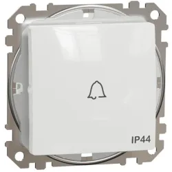 Schneider csengőjellel rugós IP44 SDD egypólusú nyomó fehér (SDD211131)