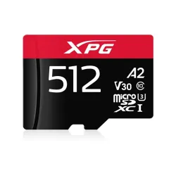 ADATA 512GB XPG UHS-1 Class10 U3 V30 A2 microSDXC memóriakártya BOX fekete-piros