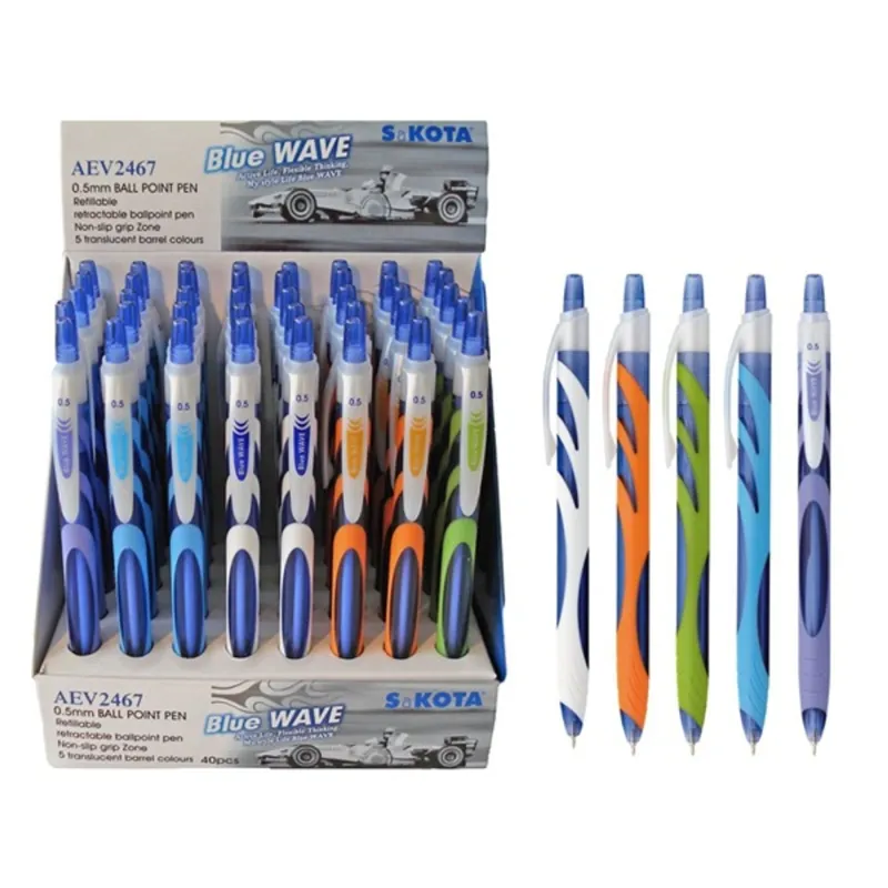 Sakota Blue Wave nyomógombos vegyes színű golyóstoll Sakota Blue Wave nyomógombos vegyes színű golyóstoll