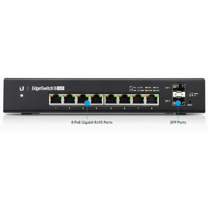 Ubiquiti EdgeSwitch, 8x gigabit RJ45 PoE port max. 150W, 2xSFP port Ubiquiti EdgeSwitch, 8x gigabit RJ45 PoE port max. 150W, 2xSFP port