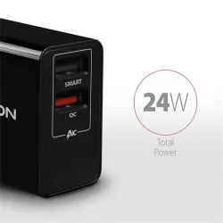 Axagon ACU-QS24 QC3.0 + 5V-1.2A hálózati töltő fekete