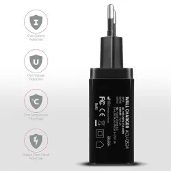 Axagon ACU-QS24 QC3.0 + 5V-1.2A hálózati töltő fekete