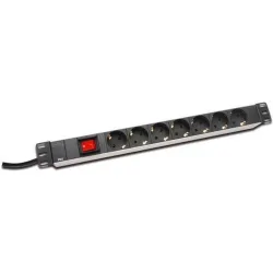 DIGITUS 19inch Outlet stripe 7x with on/off switch black 16A 4000W Alu