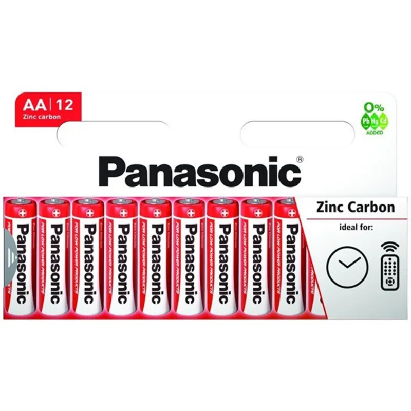 Panasonic Red Zinc AA ceruza 1.5V cink-mangán tartós elem 12db/csomag Panasonic Red Zinc AA ceruza 1.5V cink-mangán tartós elem 12db/csomag