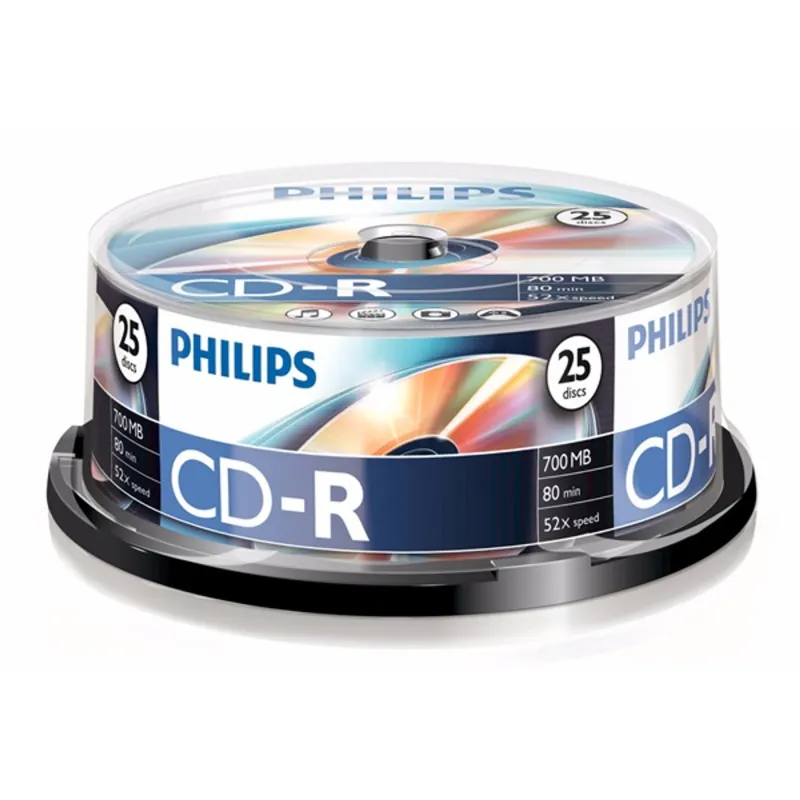 Philips CD-R80CB 52x cake box lemez 25db/csomag Philips CD-R80CB 52x cake box lemez 25db/csomag