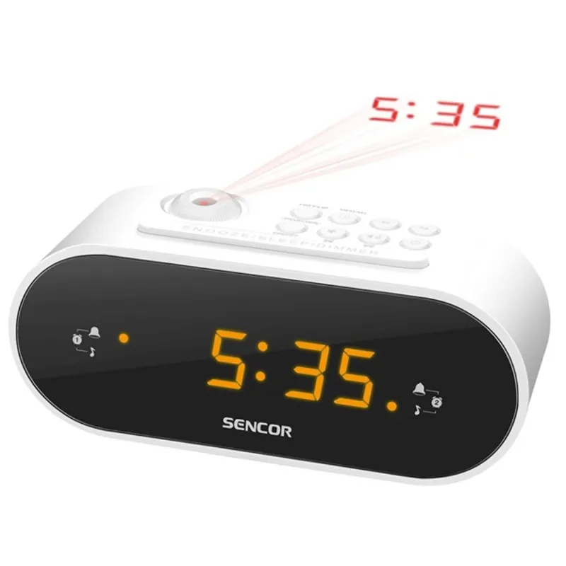 Sencor SRC 3100 W fehér kivetítős rádiós ébresztőóra Sencor SRC 3100 W fehér kivetítős rádiós ébresztőóra