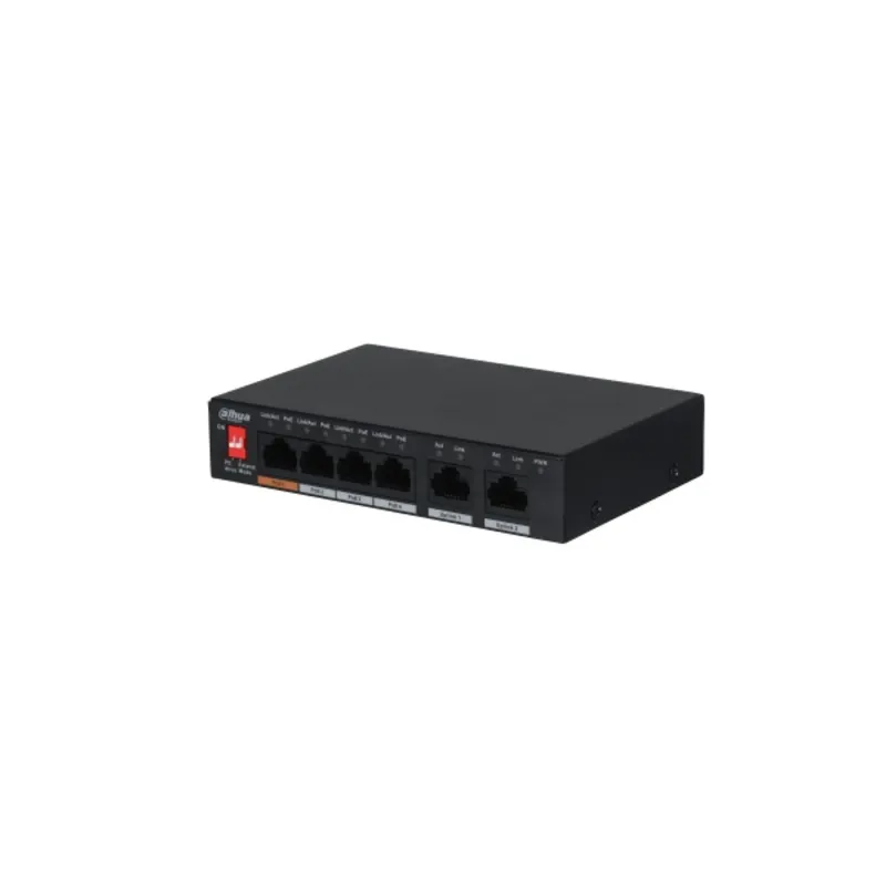 Dahua PoE switch - PFS3006-4ET-60 (1x 10/100(HighPoE/PoE+/PoE)+3x 10/100(PoE+/PoE) + 2x 10/100 uplink, 60W, 51VDC) Dahua PoE switch - PFS3006-4ET-60 (1x 10/100(HighPoE/PoE+/PoE)+3x 10/100(PoE+/PoE) + 2x 10/100 uplink, 60W, 51VDC)