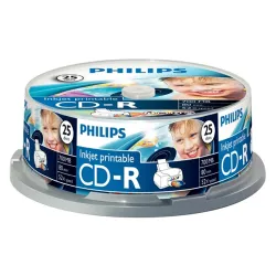 Philips CD-R80IWx25 cake CD-R írható CD lemez 700MB nyomtatható 25db