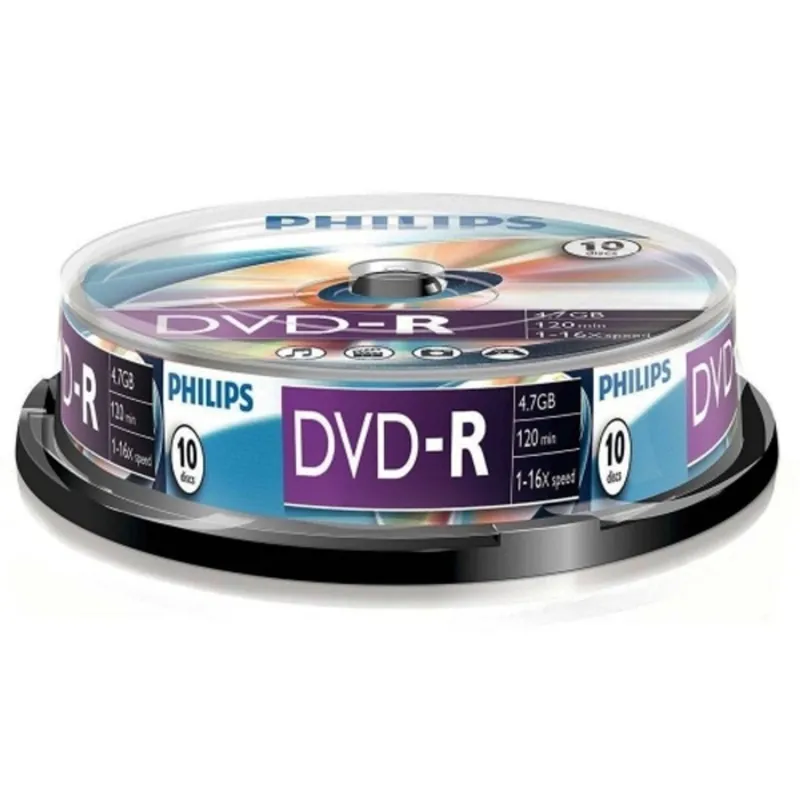 Philips DVD-R47CB 16x cake box lemez 10db/csomag Philips DVD-R47CB 16x cake box lemez 10db/csomag
