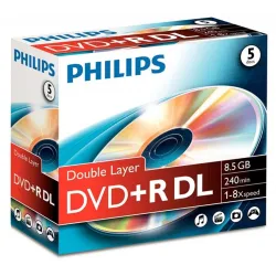DVD lemez Philips DVD+R 8,5Gb 8x kétrétegű normál tok (1-es címke)
