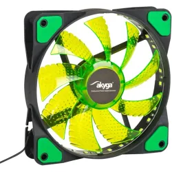 Ventilátor Akyga AW-12E-BG - 12cm - Zöld rendszerhűtő
