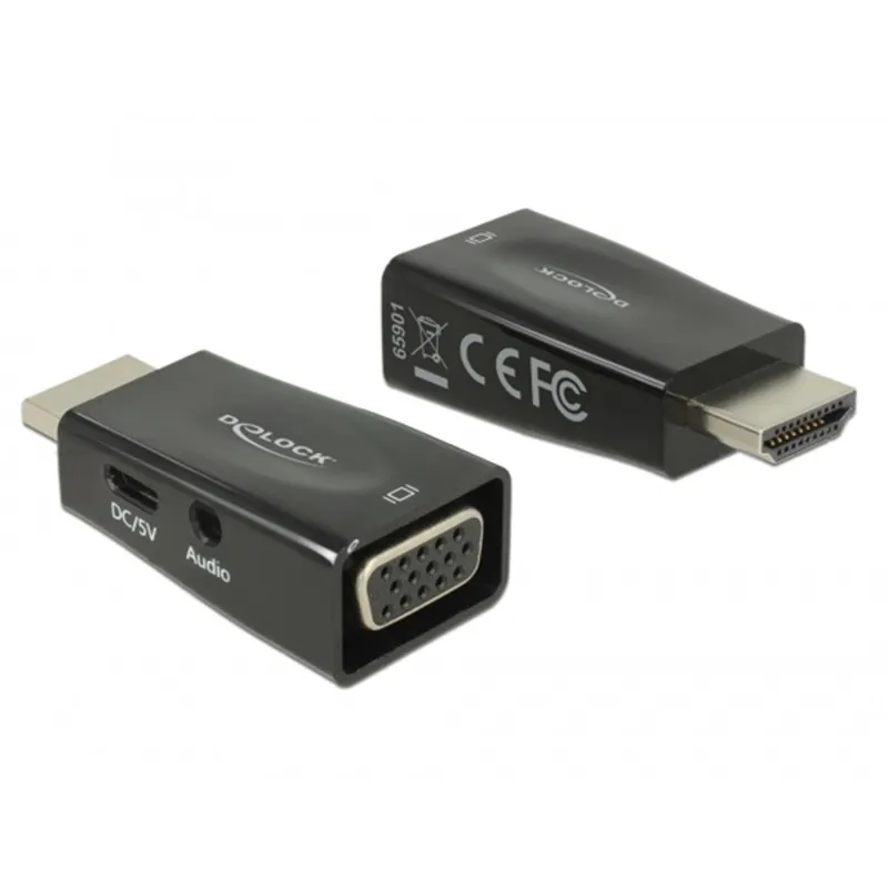 DELOCK Átalakító HDMI-A male to VGA female audió funkcióval DELOCK Átalakító HDMI-A male to VGA female audió funkcióval