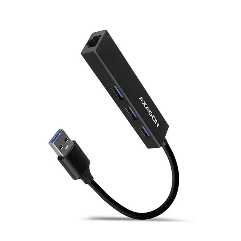 AXAGON HMA-GL3A USB3.2 multiport Hub 3-port + LAN metal black AXAGON HMA-GL3A USB3.2 multiport Hub 3-port + LAN metal black