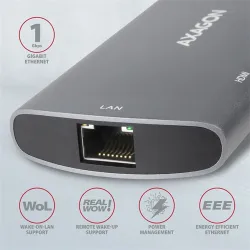 Axagon HMC-6M2 SuperSpeed USB-C combo 6in1 hub ezüst-fekete