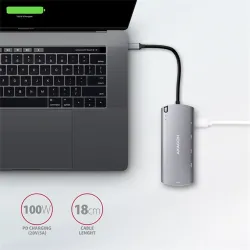 Axagon HMC-6M2 SuperSpeed USB-C combo 6in1 hub ezüst-fekete