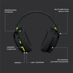 Logitech G435 LIGHTSPEED vezeték nélküli Gaming headset fekete