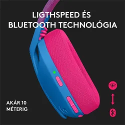 LOGITECH Fejhallgató 2.0 - G435 Vezeték Nélküli Gaming Mikrofonos , Kék-Málna
