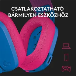 LOGITECH Fejhallgató 2.0 - G435 Vezeték Nélküli Gaming Mikrofonos , Kék-Málna