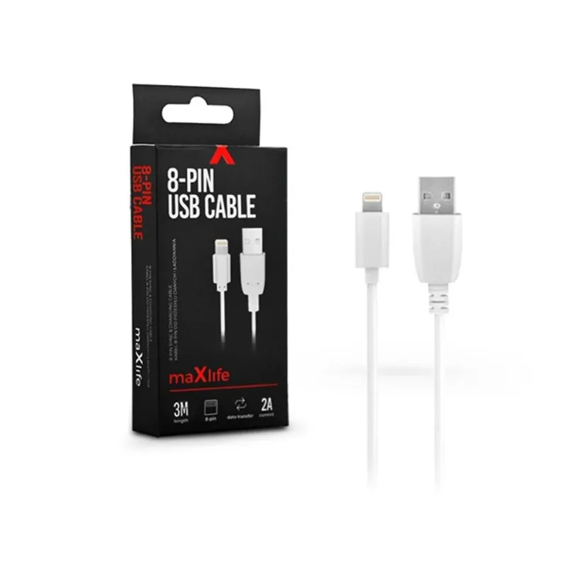 Maxlife USB-A - Lightning töltőkábel 3m fehér (TF-0064) Maxlife USB-A - Lightning töltőkábel 3m fehér (TF-0064)