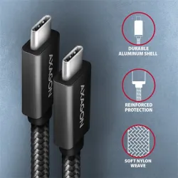 Axagon BUCM32-CM20AB USB-C 3.2 Gen2 - USB-C 3.2 Gen2 M/M adatkábel fekete