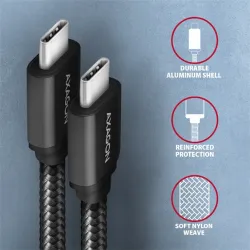 Axagon BUCM3-CM20AB Speed+ USB-C - USB-C adat- és töltőkábel 2m fekete