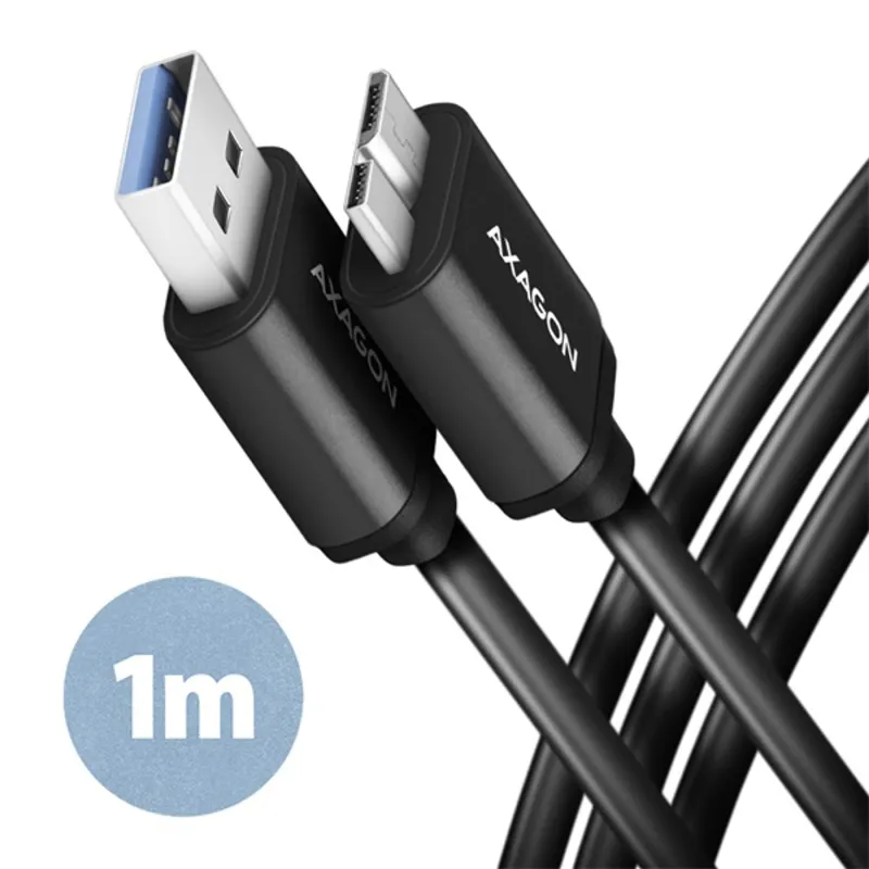 Axagon BUMM3-AM10AB micro USB 3.2 Gen 1 B - USB A 1 m fekete kábel Axagon BUMM3-AM10AB micro USB 3.2 Gen 1 B - USB A 1 m fekete kábel