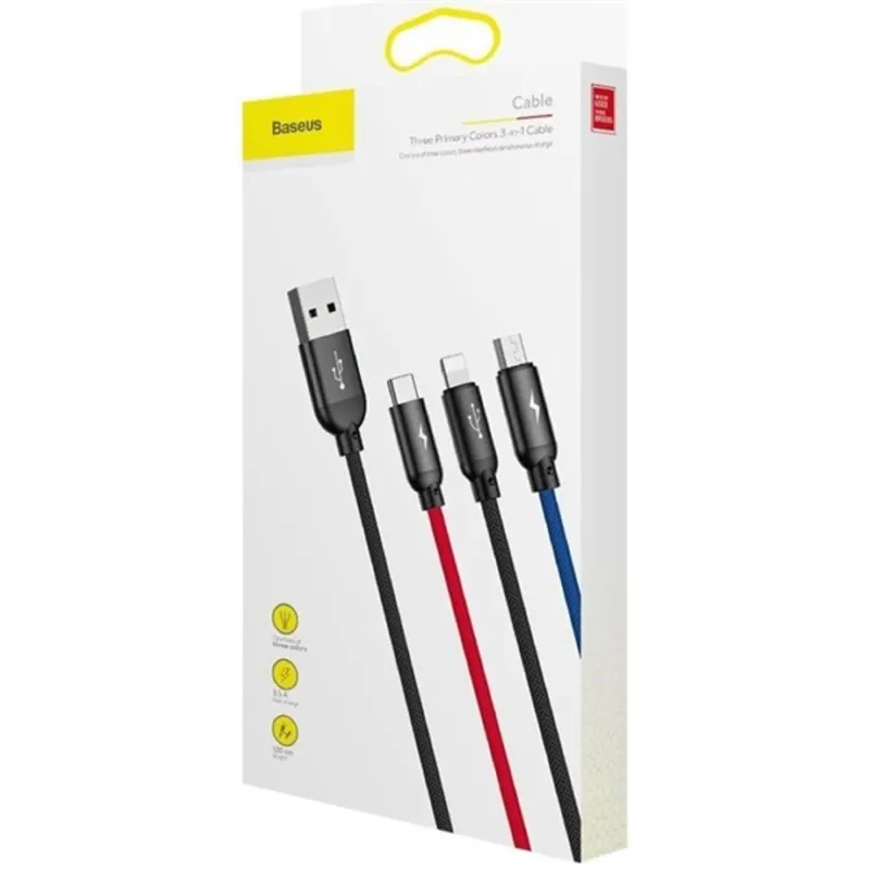 Baseus 3 in 1 USB Cable 1,2m Black Baseus 3 in 1 USB Cable 1,2m Black