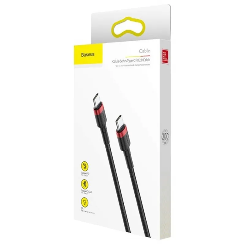 Baseus Cafule Type-C/Type-C PD2.0 60W 20V 3A QC3.0 2m fekete-piros töltő és adatkábel Baseus Cafule Type-C/Type-C PD2.0 60W 20V 3A QC3.0 2m fekete-piros töltő és adatkábel