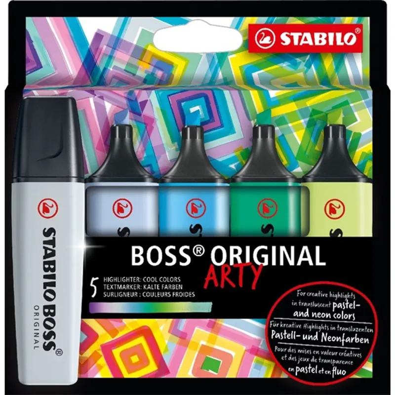 Stabilo BOSS ORIGINAL ARTY hideg színek 5 db/csomag szövegkiemelő készlet Stabilo BOSS ORIGINAL ARTY hideg színek 5 db/csomag szövegkiemelő készlet