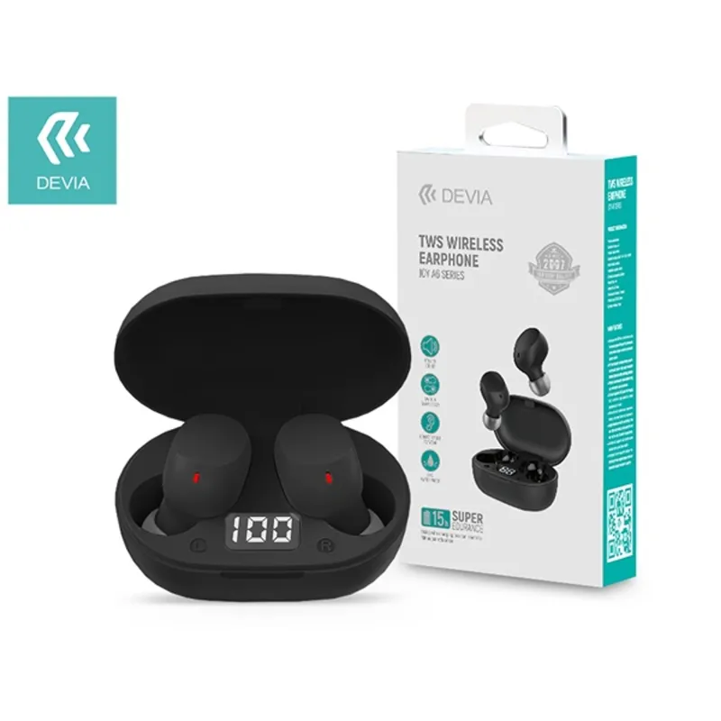 Devia ST351013 Bluetooth v5.0 Joy A6 Series TWS with Charging Case - fehér sztereó headset Devia ST351013 Bluetooth v5.0 Joy A6 Series TWS with Charging Case - fehér sztereó headset